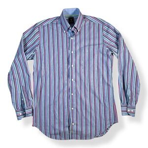 TailorByrd Men's LT Button-Up Shirt Blue Multicolor Striped Cotton Big & Tall